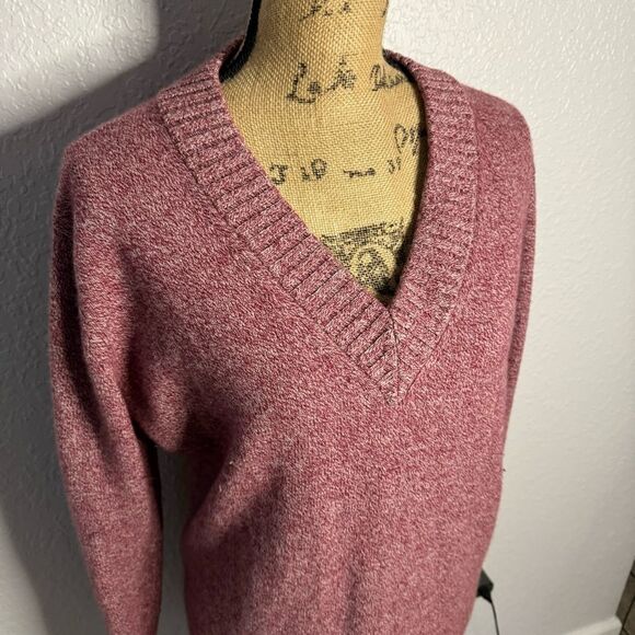 Athleta sz S Wine Red Vital V-Neck Tunic Sweater Cashmere Wool Lounge Oversized - Picture 3 of 12